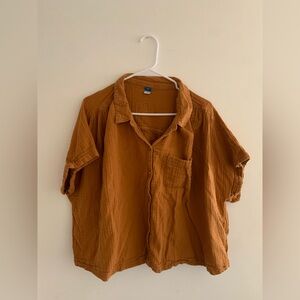 Old Navy Crop Button Up Women’s XL Gauzy 100% Cotton Boho Casual